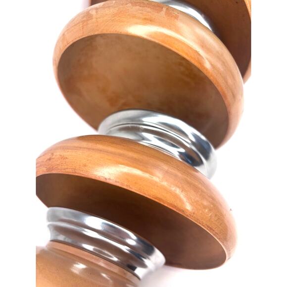 Set of 4 Vintage MCM Salad Bowls Hellerware Wood & Chrome Pedestal Replacement - Picture 5 of 16